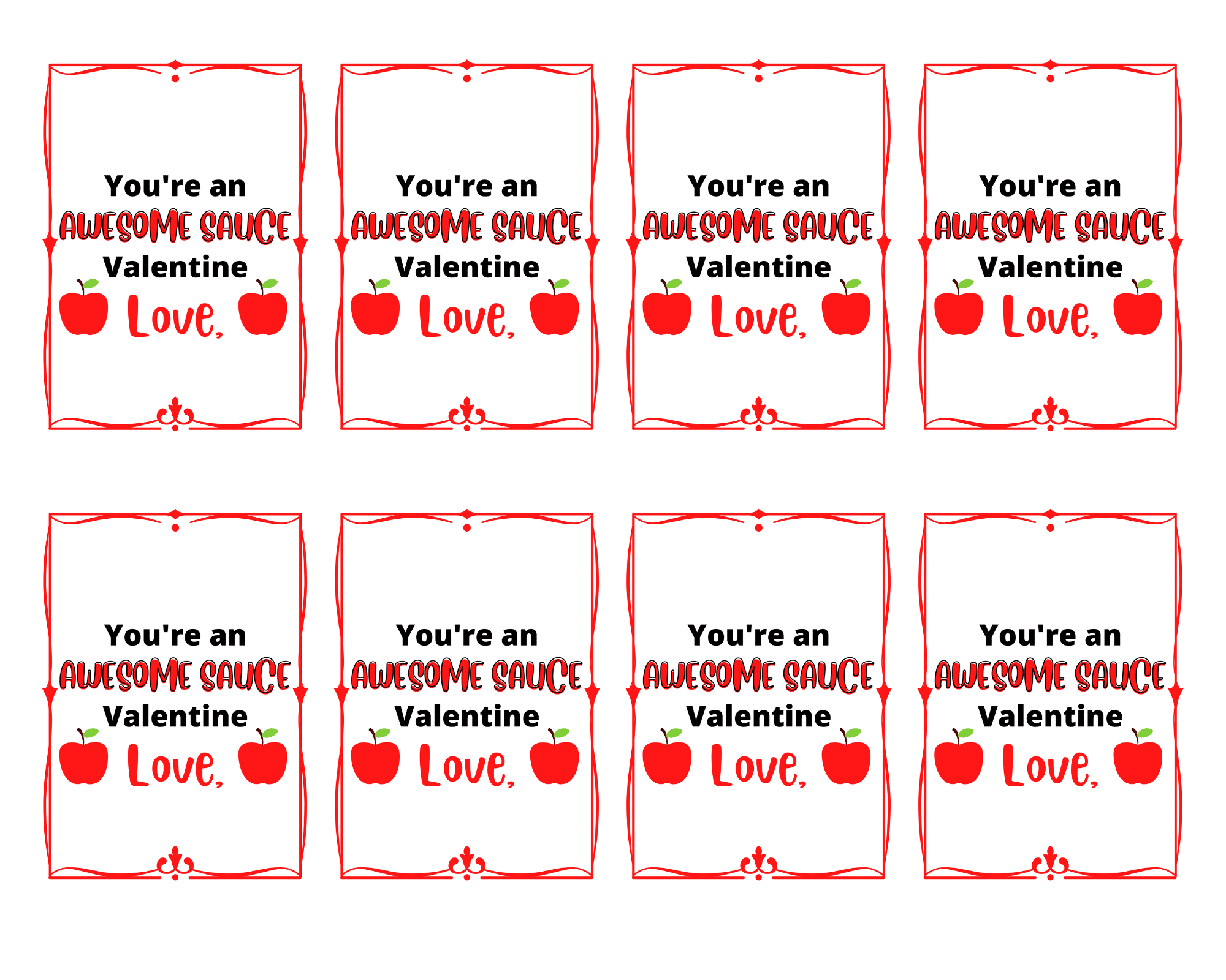 you're an awesomesauce valentine free printable - big bear's wife